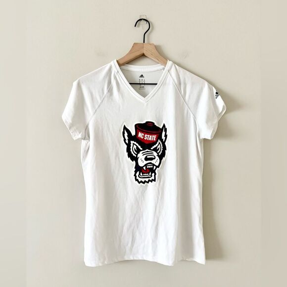 adidas Tops - Adidas NC State Short Sleeve V-Neck Tee in White - Size M